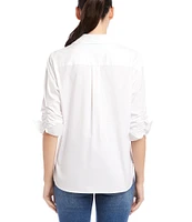 Karen Kane Point Collar 3/4 Sleeve Woven Shirt