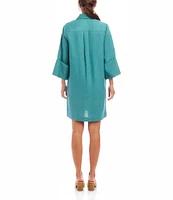 Karen Kane Point Collar Wide Cuffed Sleeve Shift Dress