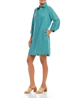 Karen Kane Point Collar Wide Cuffed Sleeve Shift Dress