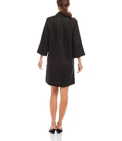 Karen Kane Point Collar Wide Cuffed Sleeve Shift Dress