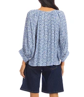 Karen Kane Printed Crew Neck 3/4 Sleeve Top