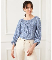 Karen Kane Printed Crew Neck 3/4 Sleeve Top