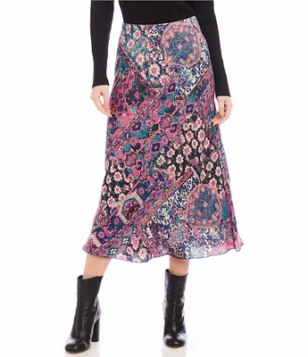 Karen Kane Printed Pull-On Midi A-Line Skirt