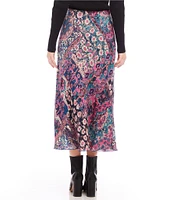 Karen Kane Printed Pull-On Midi A-Line Skirt