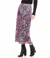Karen Kane Printed Pull-On Midi A-Line Skirt
