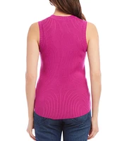 Karen Kane Ribbed Knit Crew Neck Sleeveless Sweater Top