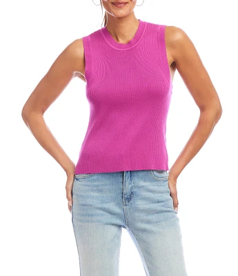 Karen Kane Ribbed Knit Crew Neck Sleeveless Tank