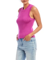 Karen Kane Ribbed Knit Crew Neck Sleeveless Tank