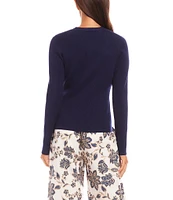 Karen Kane Ribbed V-Neck Long Sleeve Cardigan Sweater