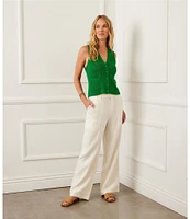 Karen Kane Ribbed V-Neck Sleeveless Button Front Vest