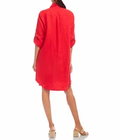 Karen Kane Roll Tab Linen Shirtdress