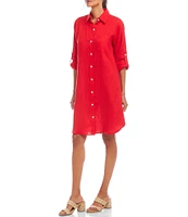 Karen Kane Roll Tab Linen Shirtdress