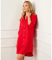 Karen Kane Roll Tab Linen Shirtdress