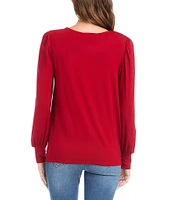 Karen Kane Round Neck Long Sleeve Twist Front Top