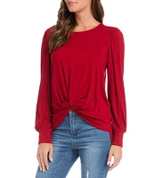 Karen Kane Round Neck Long Sleeve Twist Front Top