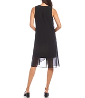 Karen Kane Round Neck Sleeveless Drape Crossover Dress