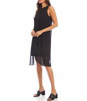 Karen Kane Round Neck Sleeveless Drape Crossover Dress