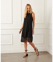 Karen Kane Round Neck Sleeveless Drape Crossover Dress