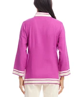 Karen Kane Saint Tropez V-Neck Mandarin Collar Long Sleeve Tunic