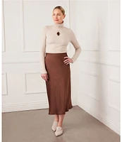 Karen Kane Satin Midi A-Line Skirt