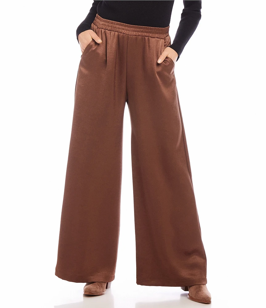 Karen Kane Satin Wide Leg Pull-On Pants