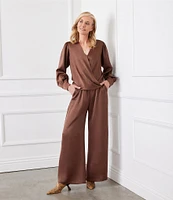 Karen Kane Satin Wide Leg Pull-On Pants