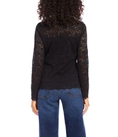 Karen Kane Scalloped Lace Crew Neck Long Sleeve Top