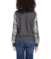 Karen Kane Sequin Crewneck Long Sleeve Top