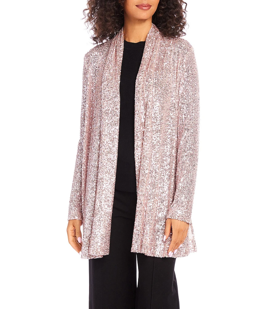 Karen Kane Sequin Duster Open Long Sleeve Cardigan