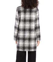 Karen Kane Shearling Plaid Collared Coat