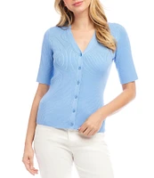 Karen Kane Short Sleeve Ribbed Cardigan