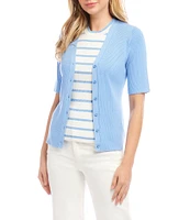 Karen Kane Short Sleeve Ribbed Cardigan