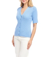 Karen Kane Short Sleeve Ribbed Cardigan
