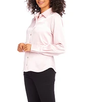 Karen Kane Side Pleat Collared Long Sleeve Button Up Shirt