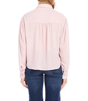 Karen Kane Silky Crepe Collared Long Sleeve Blouse