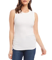 Karen Kane Solid Organic Cotton Crew Neck Sleeveless Side Shirred Tank Top