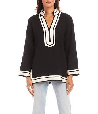 Karen Kane Split V-Neck Long Sleeve St. Tropez Tunic