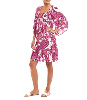 Karen Kane Square Neck 3/4 Sleeve Peony Paisley Print Dress