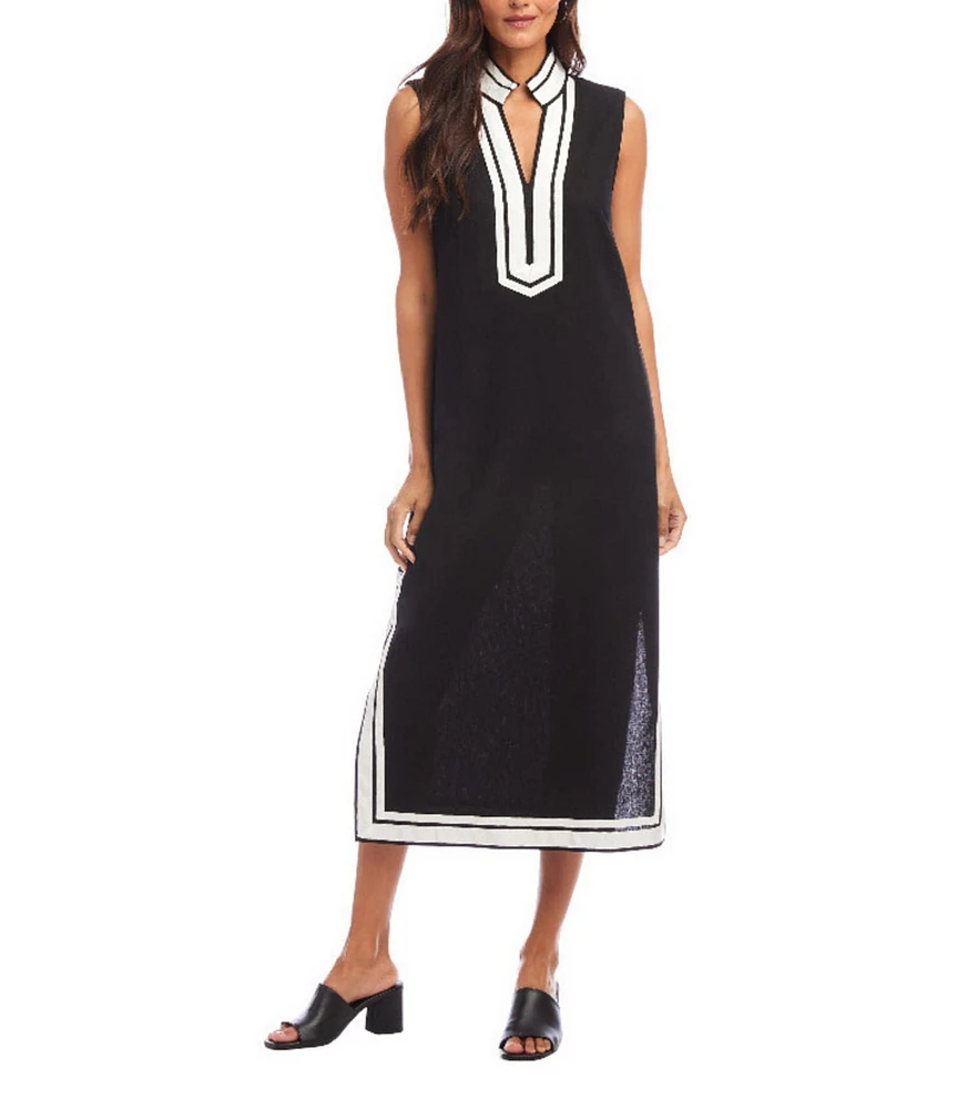 Karen Kane St. Tropez Sleeveless Contrast Trim Midi Dress