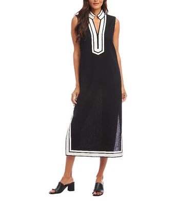 Karen Kane St. Tropez Sleeveless Contrast Trim Midi Dress