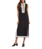 Karen Kane St. Tropez Sleeveless Contrast Trim Midi Dress