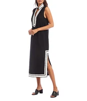 Karen Kane St. Tropez Sleeveless Contrast Trim Midi Dress