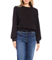 Karen Kane Stretch Fleece Crewneck Puff Sleeve Sweatshirt