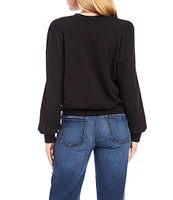 Karen Kane Stretch Fleece Crewneck Puff Sleeve Sweatshirt