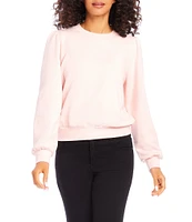 Karen Kane Stretch Fleece Crewneck Puff Sleeve Sweatshirt