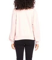 Karen Kane Stretch Fleece Crewneck Puff Sleeve Sweatshirt