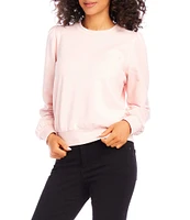 Karen Kane Stretch Fleece Crewneck Puff Sleeve Sweatshirt