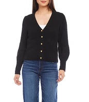 Karen Kane Stretch V-Neck Long Sleeve Button Up Cardigan