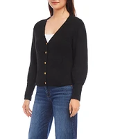 Karen Kane Stretch V-Neck Long Sleeve Button Up Cardigan