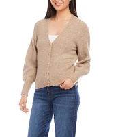 Karen Kane Stretch V-Neck Long Sleeve Button Up Cardigan